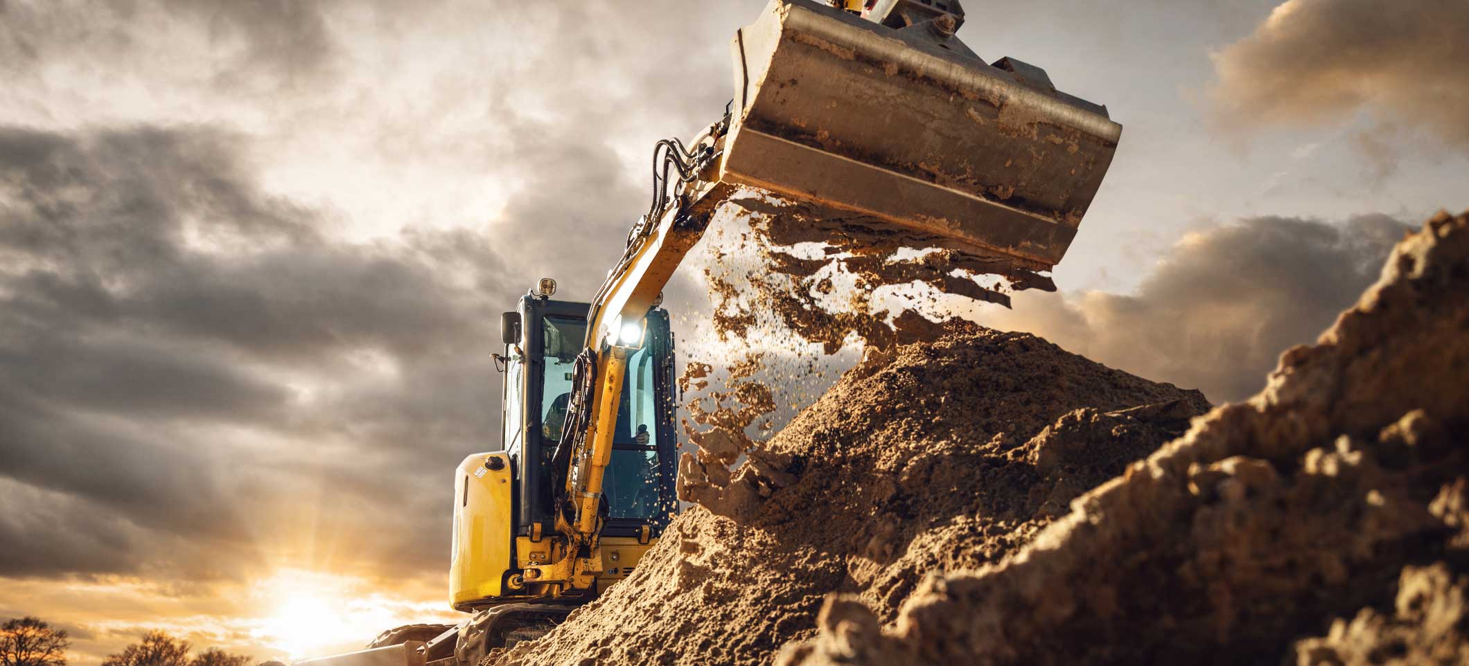 Excavator working in remote terrain