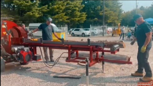 Firewood processor demonstration at the Anything for Alzheimer's coffee morning