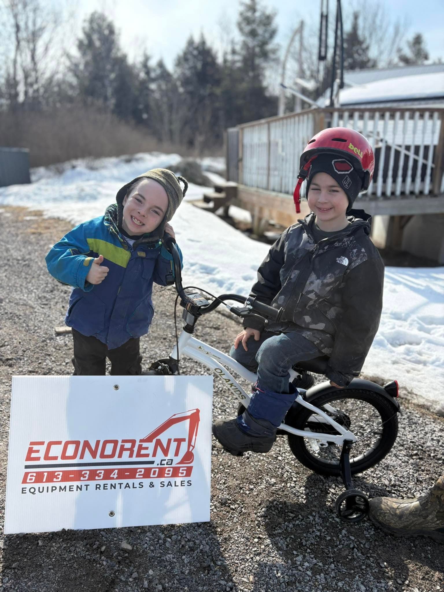 Grand prize bicycle winner at the Pine Meadow Nursing Home Easter Egg Hunt