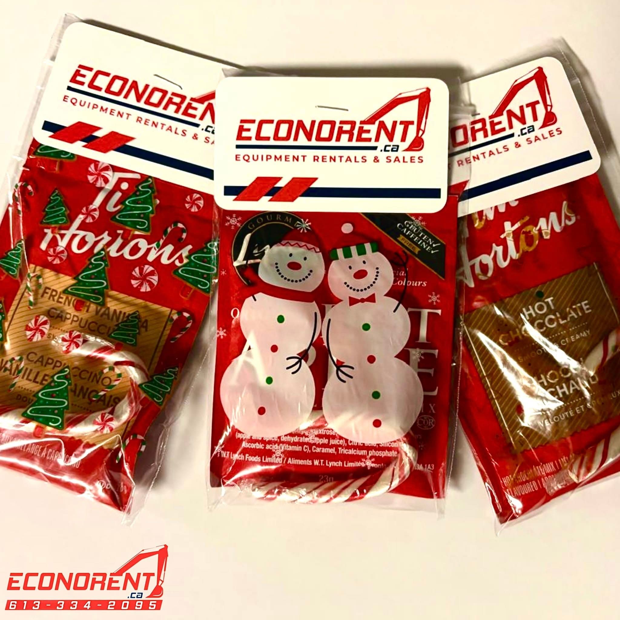 Econorent goodie bags with Tim Hortons hot chocolate for the Northbrook Santa Claus Parade